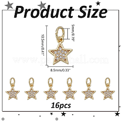 16Pcs Rack Plating Brass Micro Pave Clear Cubic Zirconia Charms&nbsp;KK-HY0004-14