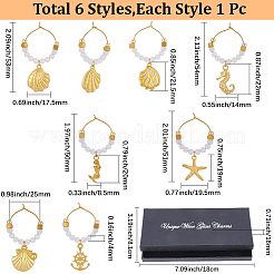 6Pcs Glass Wine Glass Charm&nbsp;AJEW-SC00074
