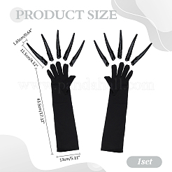Polyester Long Glove & Cellulose Acetate False Finger Nail Tip Sets&nbsp;AJEW-WH0695-006