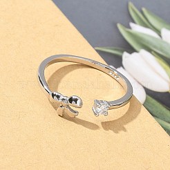 925 Sterling Silver Open Cuff Rings for Women&nbsp;RJEW-R008-03A-02