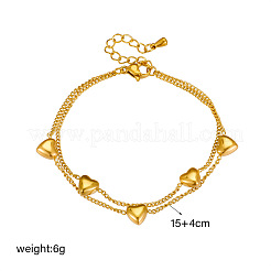 304 Stainless Steel Curb Chain Double-layered Bracelets&nbsp;WG76D98-01