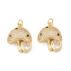 Eco-Friendly Brass Micro Pave Cubic Zirconia Pendants&nbsp;KK-I698-10G