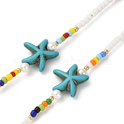 Glass Seed & Shell Pearl & Starfish Synthetic Turquoise Beads Eyeglasses Chains&nbsp;AJEW-TA00040