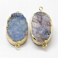 Electroplated Natural & Dyed Druzy Agate Links connectors&nbsp;G-N0168-018C