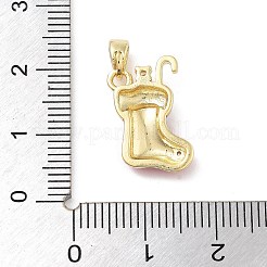 Christmas Theme Brass Micro Pave Cubic Zirconia Pendants&nbsp;KK-F877-31G-01