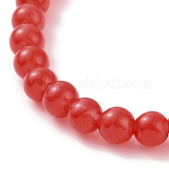Round Natural Malaysia Jade(Dyed) Bead Stretch Bracelets&nbsp;BJEW-JB09127