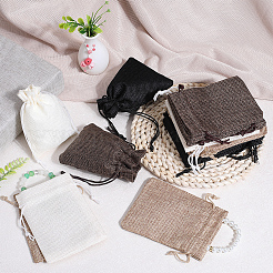 4 Colors Polyester Imitation Burlap Packing Pouches Drawstring Bags&nbsp;ABAG-BBC0001-04A