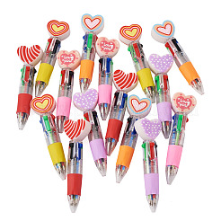 15Pcs 5 Colors Plastic Heart-Shaped Multi-Color Ballpoint Pen&nbsp;AJEW-TA0005-79