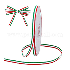 50 Yards Tricolor Polyester Striped Grosgrain Ribbon&nbsp;OCOR-WH0078-199A