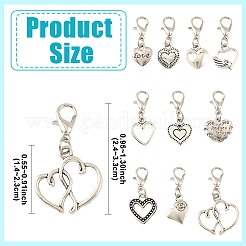 20Pcs 10 Styles Alloy Pendant Decorations&nbsp;HJEW-YW00496
