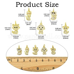 10Pcs 5 Styles Dog & Cat Brass Micro Pave Clear Cubic Zirconia Charms&nbsp;KK-CJ0004-39
