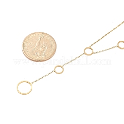 Ion Plating(IP) 304 Stainless Steel Ring Tassel Pendant Cable Chain Necklaces for Women&nbsp;NJEW-P320-04G