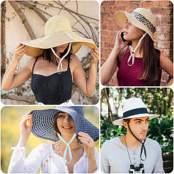5Pcs 5 Colors Polycotton Hat Flexible Removable Chin Cord&nbsp;AJEW-CA0005-19