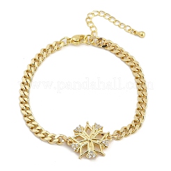 Brass Micro Pave Clear Cubic Zirconia Link Bracelets&nbsp;LS-BJEW-M050-03G-03