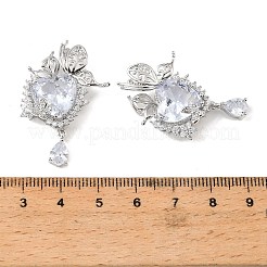 Brass & Clear Cubic Zirconia Pendants&nbsp;KK-G558-04P