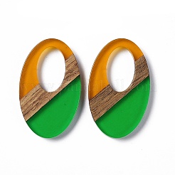 Transparent Resin & Walnut Wood Pendants&nbsp;RESI-M027-02I