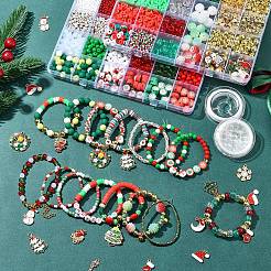 DIY Christmas Themed Acrylic & Glass Seed & Polymer Clay Beads Bracelet Kits&nbsp;DIY-FS0007-95
