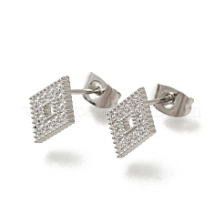 304 Stainless Steel Micro Pave Clear Cubic Zirconia Stud Earrings&nbsp;EJEW-H018-03P-02