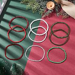 9Pcs 3 Colors Christmas Glass Seed Beaded Stretch Bracelet Sets&nbsp;BJEW-JB10474