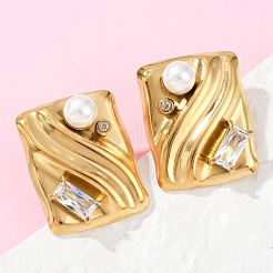 304 Stainless Steel Cubic Zirconia Stud Earrings&nbsp;EJEW-Z110-03G-02