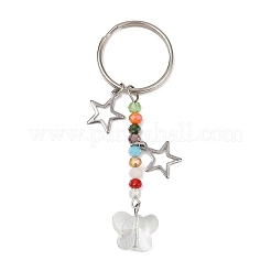 4Pcs Butterfly Glass Pendant Keychain&nbsp;KEYC-JKC01204