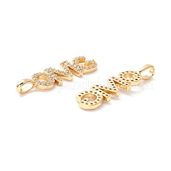 Brass Micro Pave Clear Cubic Zirconia Pendants&nbsp;ZIRC-Z019-32G-NR