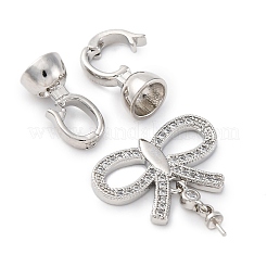 Brass Micro Pave Clear Cubic Zirconia Fold Over Clasps&nbsp;KK-P291-23P