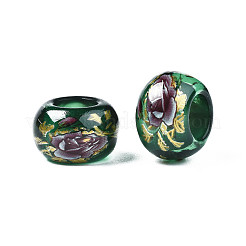 Flower Printed Transparent Acrylic Rondelle Beads&nbsp;TACR-S160-01-C03