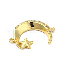 Brass Micro Pave Clear Cubic Zirconia Connector Charms&nbsp;FIND-Z041-16G