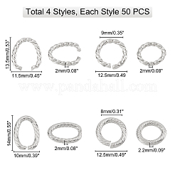 200Pcs 4 Style 304 Stainless Steel Open Jump Rings&nbsp;STAS-DC0005-83