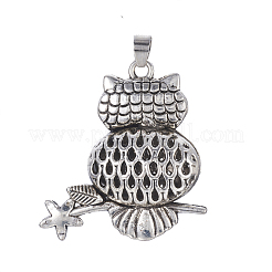 Antique Silver Tone Alloy Rhinestone Bird Pendants&nbsp;ALRI-J122-03AS