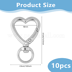 10Pcs Zinc Alloy Heart Shaped Swivel Hook Clasps&nbsp;FIND-DC0007-57P