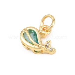 Brass Micro Pave Sky Blue Cubic Zirconia Charms&nbsp;KK-E798-11G