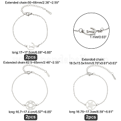 6Pcs 3 Styles 201 Stainless Steel Pentacle Link Bracelets&nbsp;BJEW-UN0001-16P