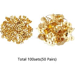 304 Stainless Steel Stud Flat Pad Earring Post&nbsp;STAS-UN0002-35G