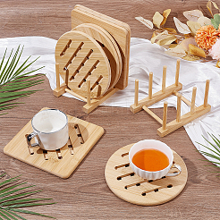8Pcs 2 Styles Bamboo Cup Mats&nbsp;DJEW-GO0001-17