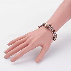 Three Loops Wrap Natural Tiger Eye Beads Bracelets&nbsp;BJEW-JB02922-04