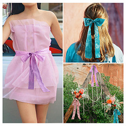 3Pcs 3 Colors 5 Yards Single Face Sparkle Satin Frayed Ribbon&nbsp;SRIB-TA0001-20