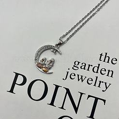 Mother's Day Alloy with Rhinestone Mother Daughter Moon Pendant Necklaces&nbsp;FS-WGC883C-01