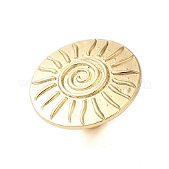 Big Flat Round with Sun Alloy Open Cuff Rings for Women&nbsp;LS-RJEW-U006-04G