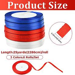 8Rolls 3 Colors Single Face Satin Ribbon&nbsp;OCOR-FS0001-08