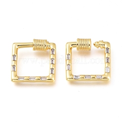 Brass Micro Pave Cubic Zirconia Screw Carabiner Lock Charms&nbsp;KK-M206-20G-01