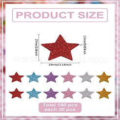 180Pcs 6 Colors EVA Glitter Powder Stickers&nbsp;DIY-LP0001-16