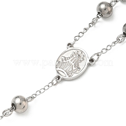 Tarnish Resistant Men's Rosary Bead Necklace with Crucifix Cross&nbsp;NJEW-I011-8mm-06