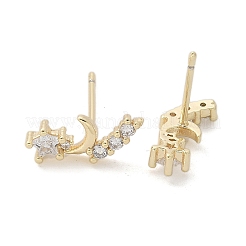 Brass Clear Cubic Zirconia Stud Earrings&nbsp;EJEW-Q014-11G