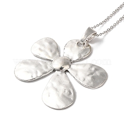 5-Petal Flower Alloy Pendant Cable Chain Necklaces for Women&nbsp;NJEW-Q343-03P