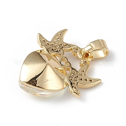 Real 18K Gold Plated Rack Plating Brass Micro Pave Cubic Zirconia Pendants&nbsp;KK-C015-03G-01