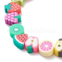 4Pcs 4 Style Handmade Polymer Clay Fruit & Synthetic Hematite & Turquoise(Dyed) Beaded Bracelets Set&nbsp;BJEW-JB08693