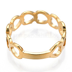Ion Plating(IP) 304 Stainless Steel Hollow Out Heart Adjustable Ring for Women&nbsp;RJEW-T027-11G