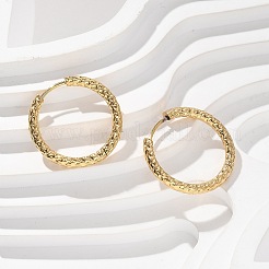 Ion Plating(IP) 304 Stainless Steel Grooved Hoop Earrings&nbsp;X-EJEW-M218-01C-G